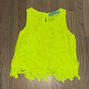 Neon Yellow Lace Crop Top